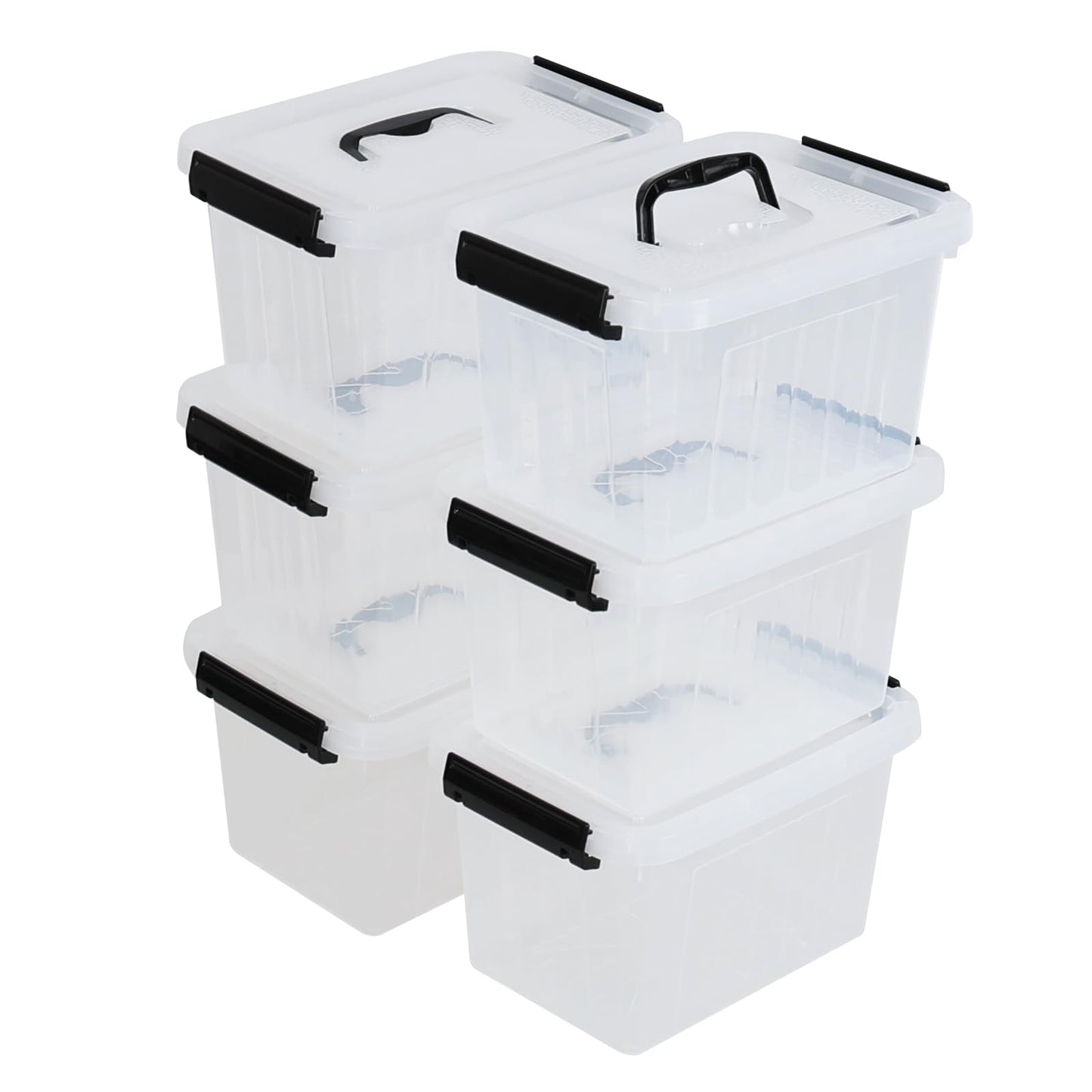 Afromy 6L Clear Storage Bin with Lids and Handles, 6-Pack
