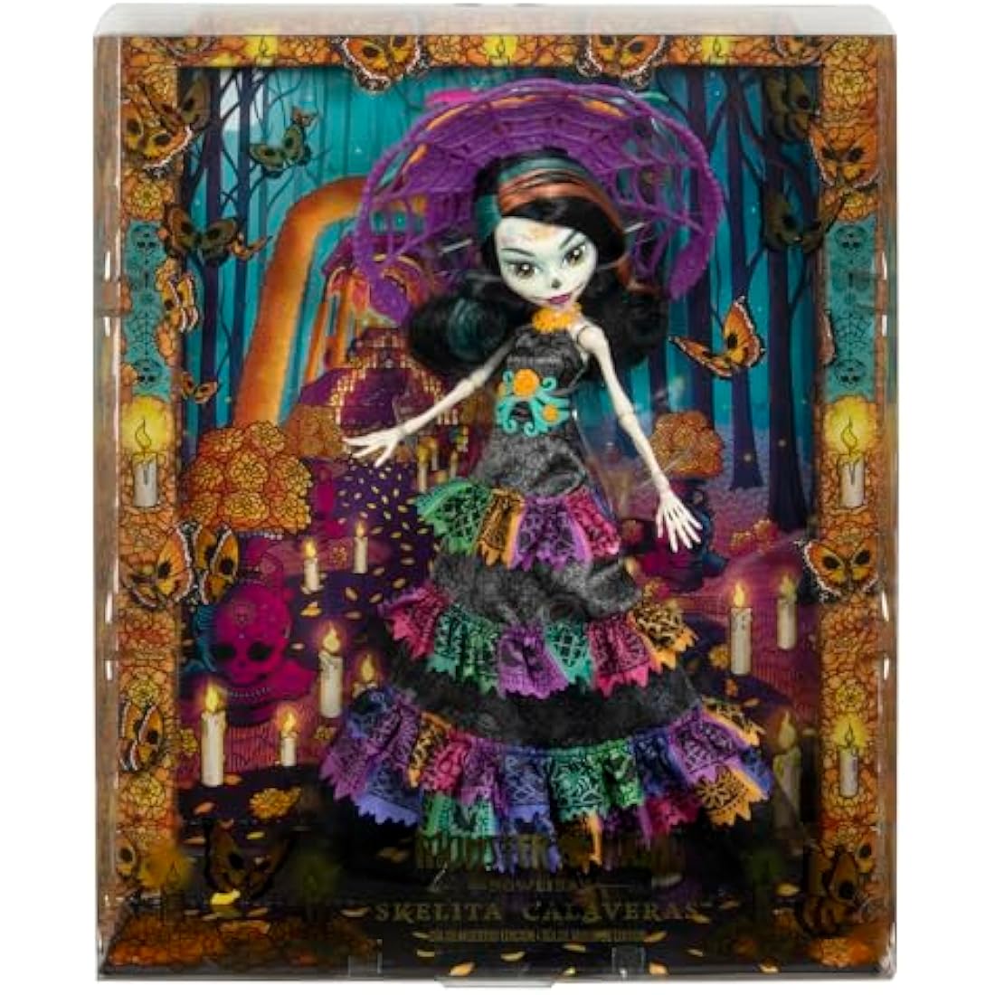 Monster High Doll, Skelita Calaveras Día De Muertos 2024 Howliday Collectible with La Catrina Hat, Papel Picado Dress, and Displayable Packaging, HXH99