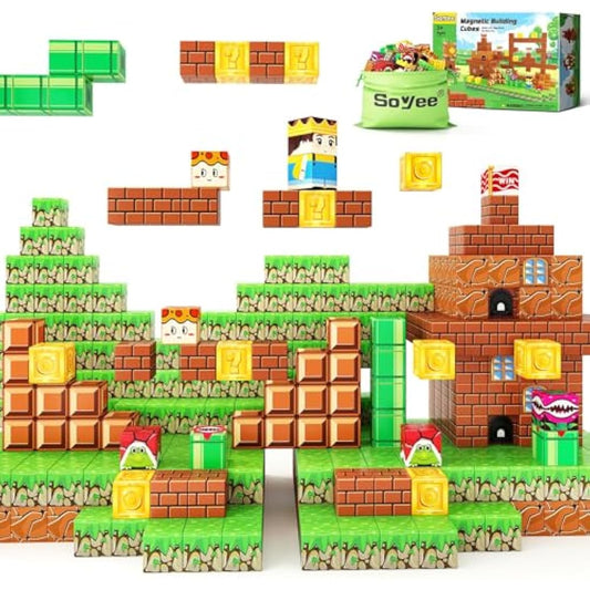 Magnetic Blocks Building Toys - Build Mine Magnet World Set, Magnet Toys for Boys & Girls Ages 5-7, Buildable Game Elements Gifts Toys for 3+ Year Old Boys & Girls