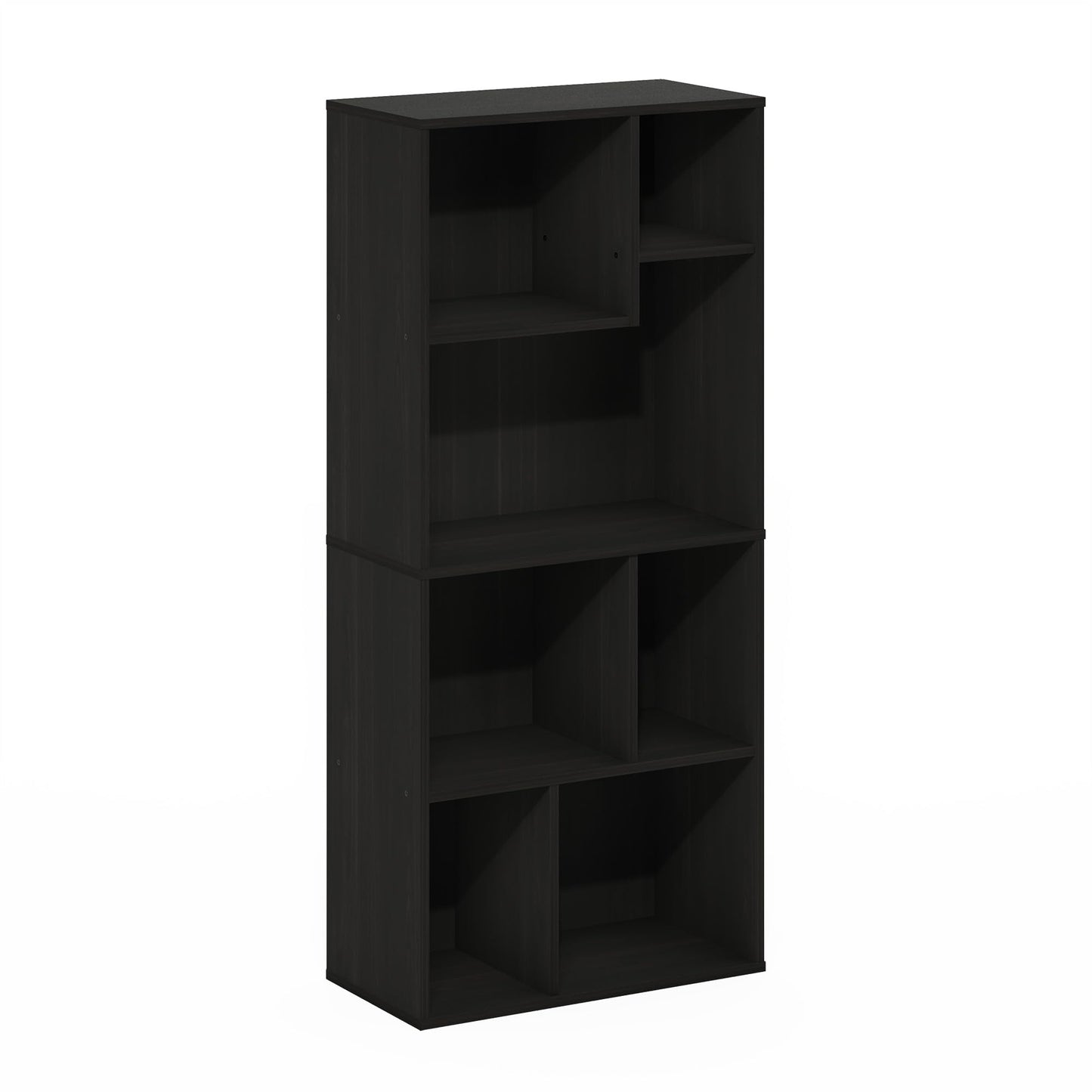 Furinno DALY Book Shelf, 7-Cube Bookshelf, Cube Storage Organizer Bookcase with Irregular Compartments, 9.4 x 18.9 x 42.1, for Living Room, Bedroom