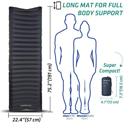 Trekology UL80 Camping Mat, Camping Sleeping Mat, Camping Bed inflating Camping Roll Mat, Camping Mattress Inflatable Camping Mat Camp Mat Lightweight Sleeping Mat Sleeping Pad Roll Up Mattress Single