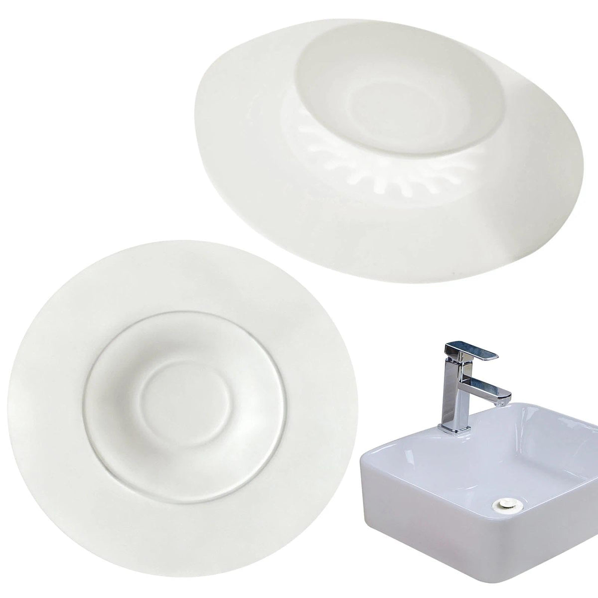 Universal Silicone Drain Plug - Washbasin Plug and Bathtub Plug with Press and Hair Strainer Function - Practical Drain Strainer for Washbasins