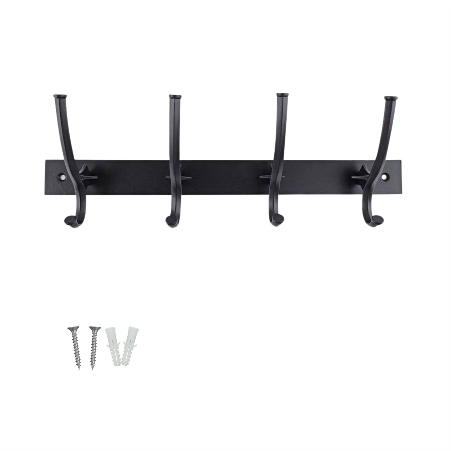 keypak 4 Metal Hooks on Black Modern Industrial Wall Mounted Coat Rack