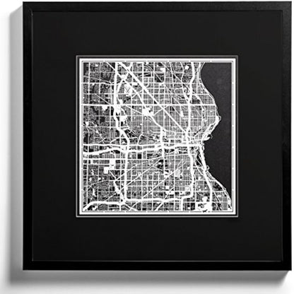 Milwaukee Paper Cut Map White 12×12 inches Paper Art