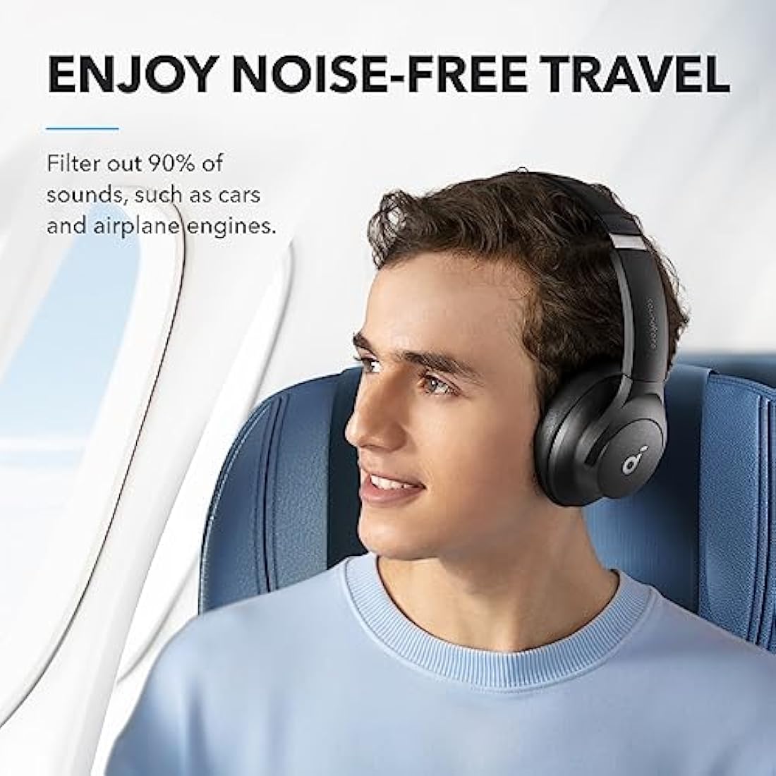 soundcore by Anker Q20i Hybrid Active Noise Cancelling Foldable Headphones, Wireless Over-Ear Bluetooth, 40H Long ANC Playtime, Hi-Res Audio, Big Bass, Customize via an App, Transparency Mode (Black)