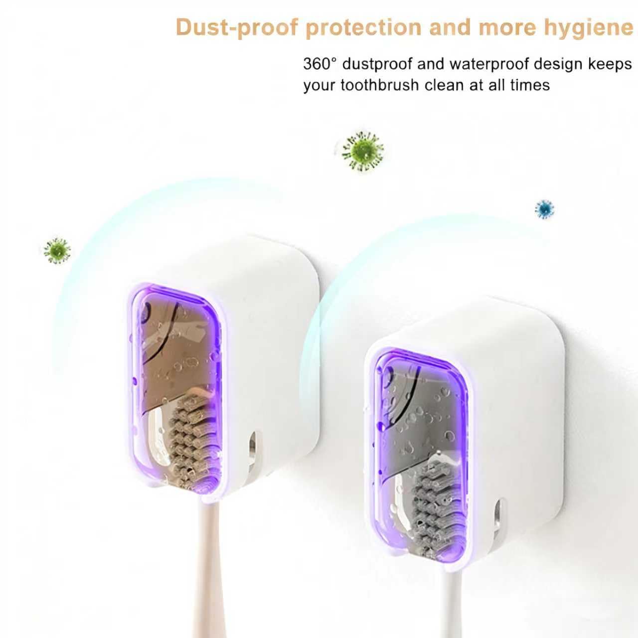 4Packs Toothbrush Holder Wall Mounted Toothbrush Holders Wall Mounted with Cover Toothbrush Heads Bathroom Toothbrush Holder Set Organizer for