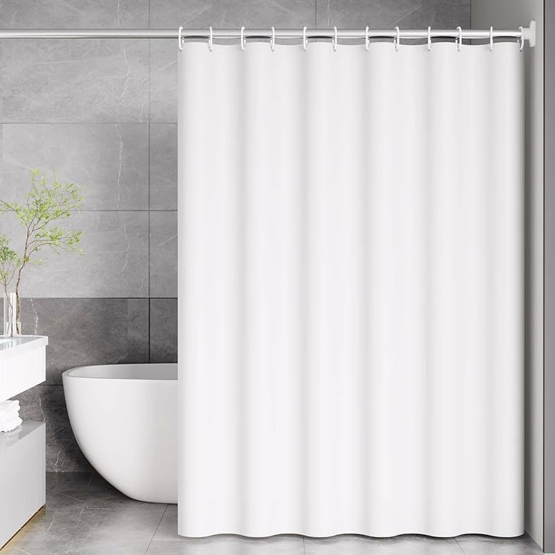 qisheng Shower Curtain for Bathroom - Mould and Mildew Resistant - White, 180 x 180 cm (71 x 71 Inch) 100% PEVA