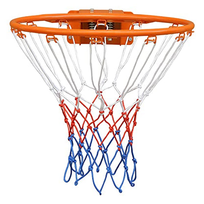 FUNJRPE Basketball Double Spring Solid Rim, Basketball Net, Indoor Outdoor Hanging Basketball Goal with All Weather Net Wall Mounted Basketball Hoop