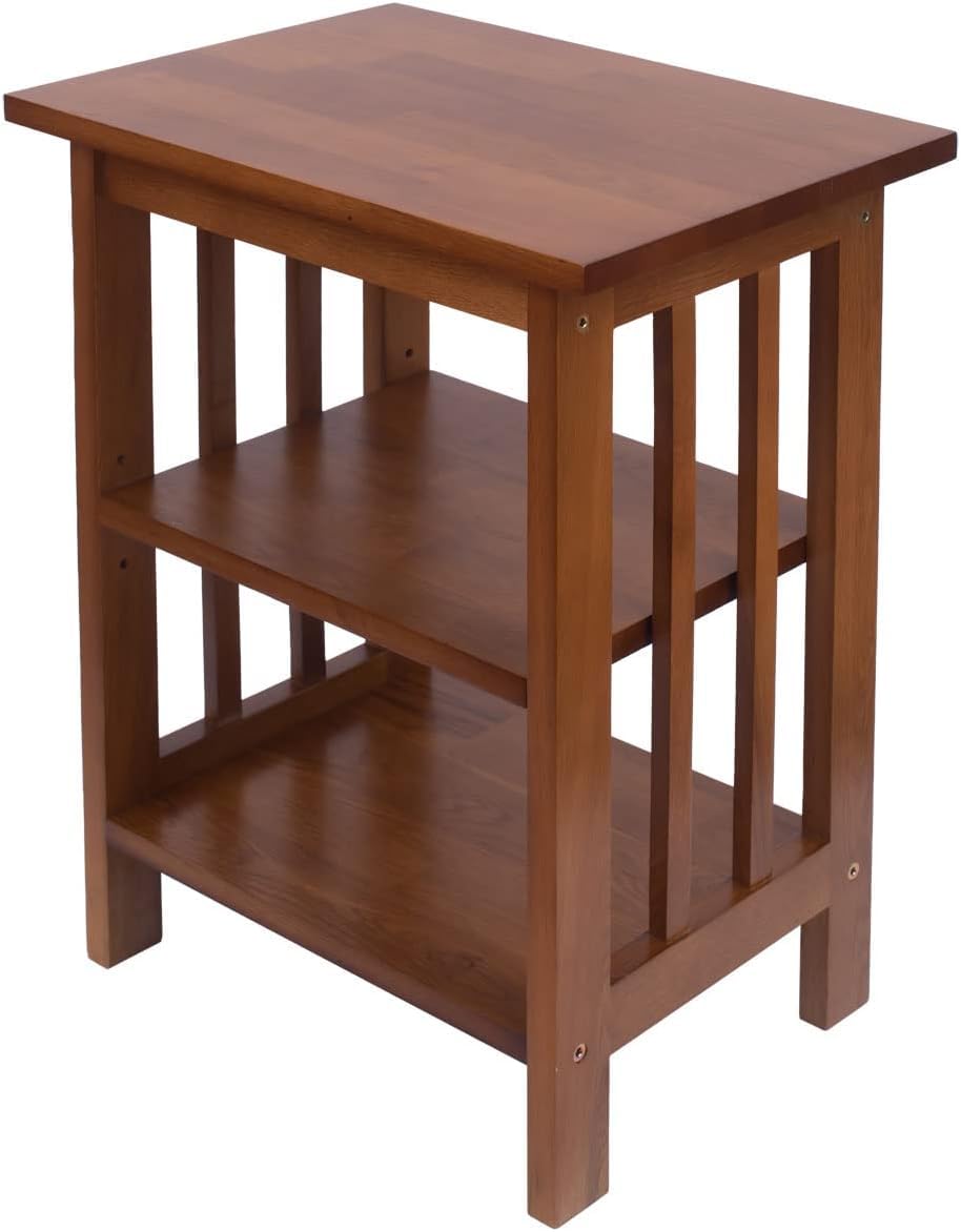Kemtpase 3-Tier Side End Table Oak Wooden Small Bedside Table Slim Narrow Nightstand Small Spaces for Living Room, Bedroom