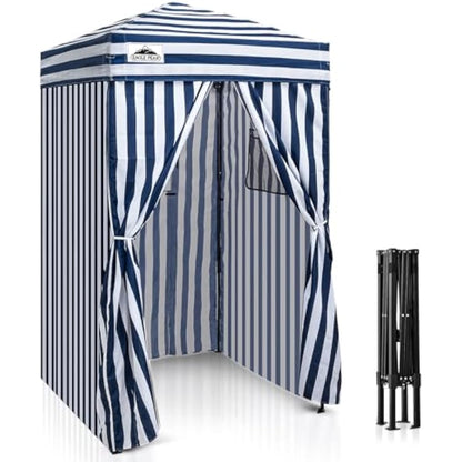 EAGLE PEAK Flex Ultra Compact 1.2m x 1.2m Pop-up Changing Room Canopy, Portable Privacy Cabana for Pool, Fashion Photoshoots, or Camping Blue/White