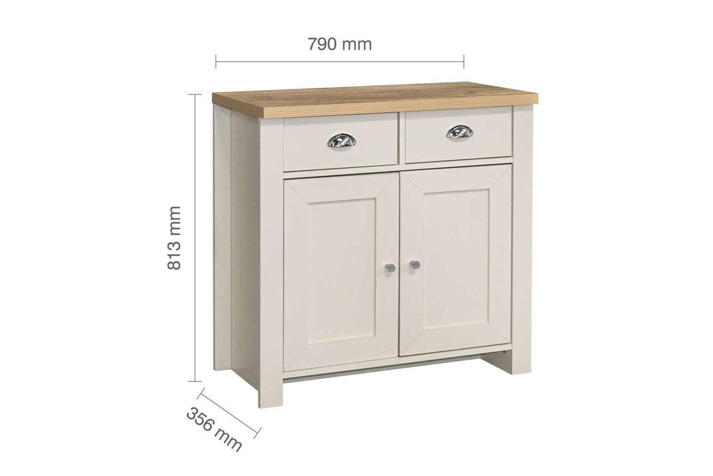 Birlea Highgate 2 Door 2 Drawer Sideboard Cream & Oak Effect
