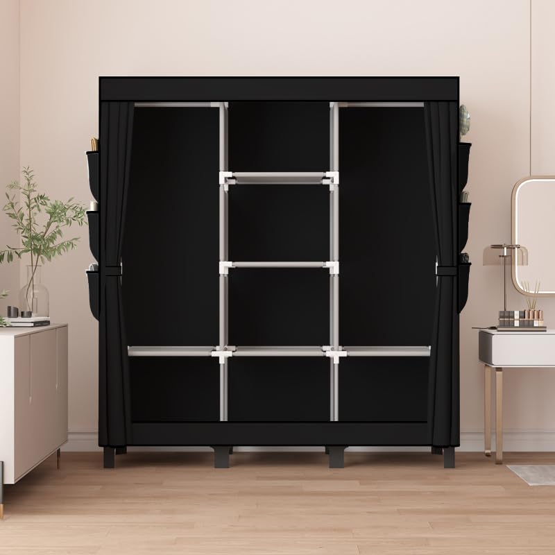 lishbie Portable Fabric Wardrobe,130x45x172cm Foldable Storage Closet
