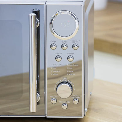 Swan SM3080LN with Glass Turntable, 10 Power Levels, Mirrored Door, 20L, 800W, Silver