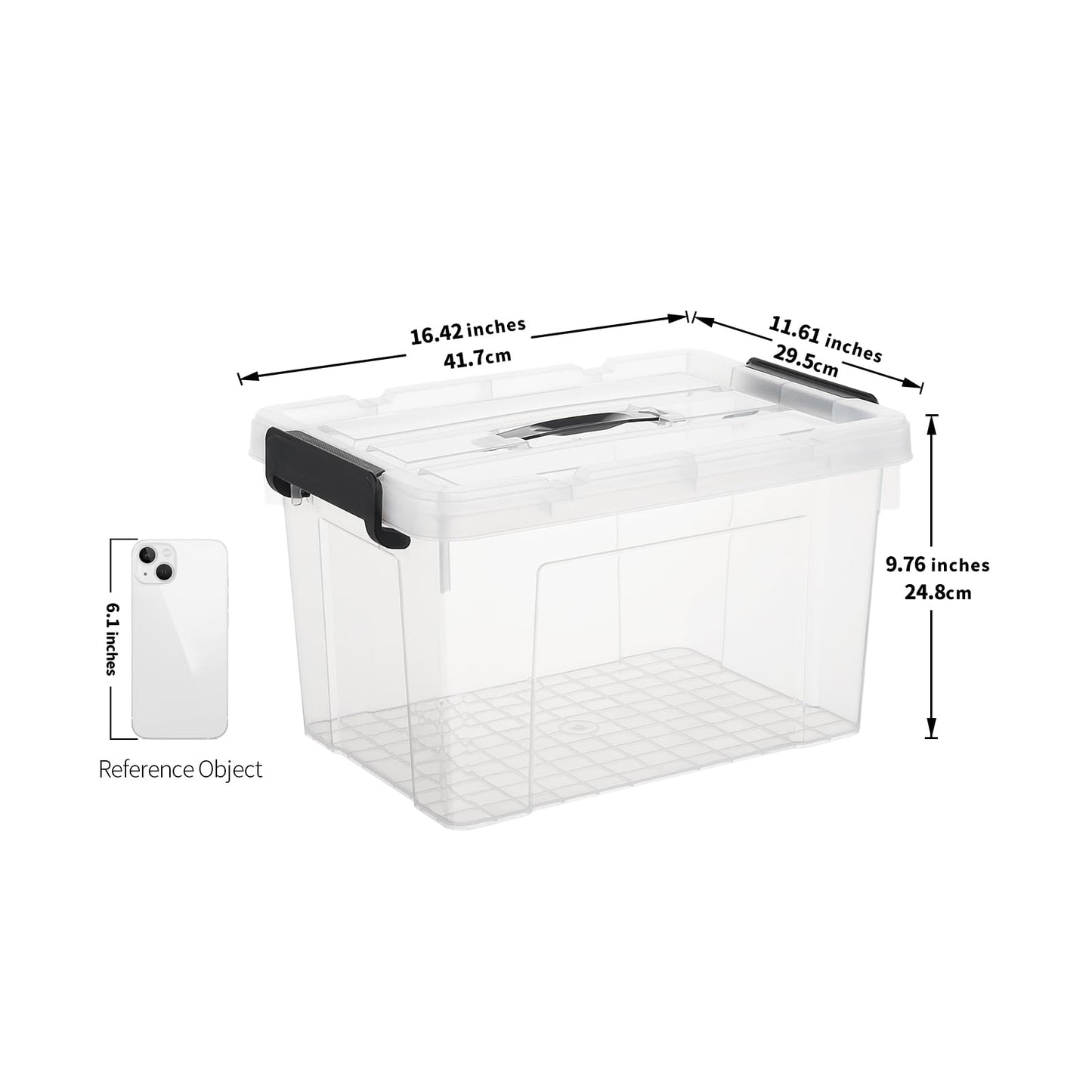 Cetomo 20L*3 Storage Boxes, Carry Plastic Storage Box with Lids, Clear Organizing Container with Handle and Secure Latches