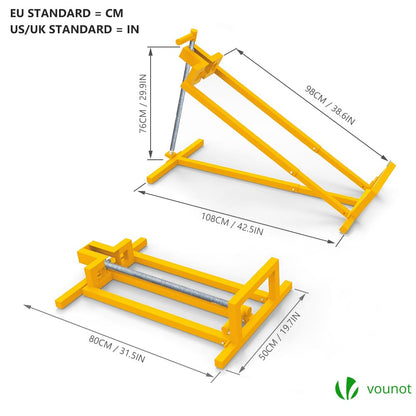 VOUNOT? Ride on Mower Jack Lift, Telescopic Maintenance Jack for Lawn mowers and Garden Tractors, Weight Capacity 400kg, Yellow