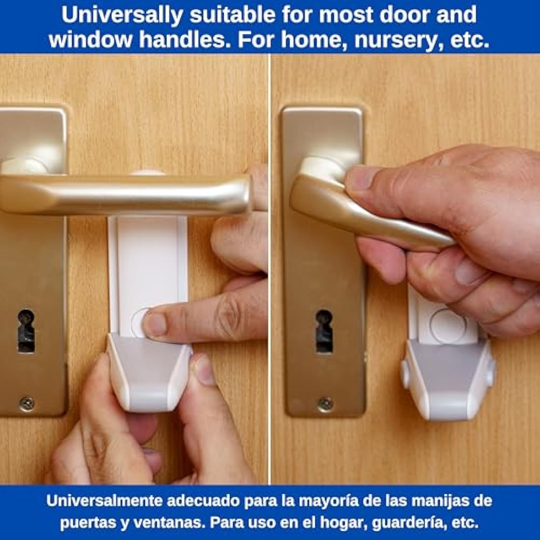 Door Handle Lock, 2 pcs, White, for Children and Pets, Prevents Opening of Doors, Child Proof Door Lock, Toddler Door Latch, Baby Safety Door Blocker, Childproof Door Lever Lock, Babyproofing Door