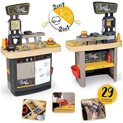 Smoby - Food Corner - Cuisine Restaurant - Jouet d'imitation avec 29 accessoires