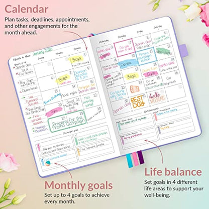 GoGirl Planner and Organizer for Women – Compact Weekly Planner, Goals Journal & Agenda to Improve Time Management & Productivity (Lavender)