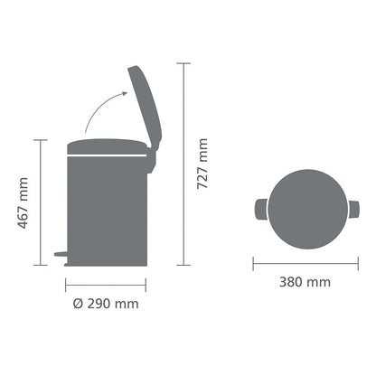 Brabantia 113987 Pedal Bin newIcon with Plastic Inner Bucket, 20 Litre - Brilliant Steel