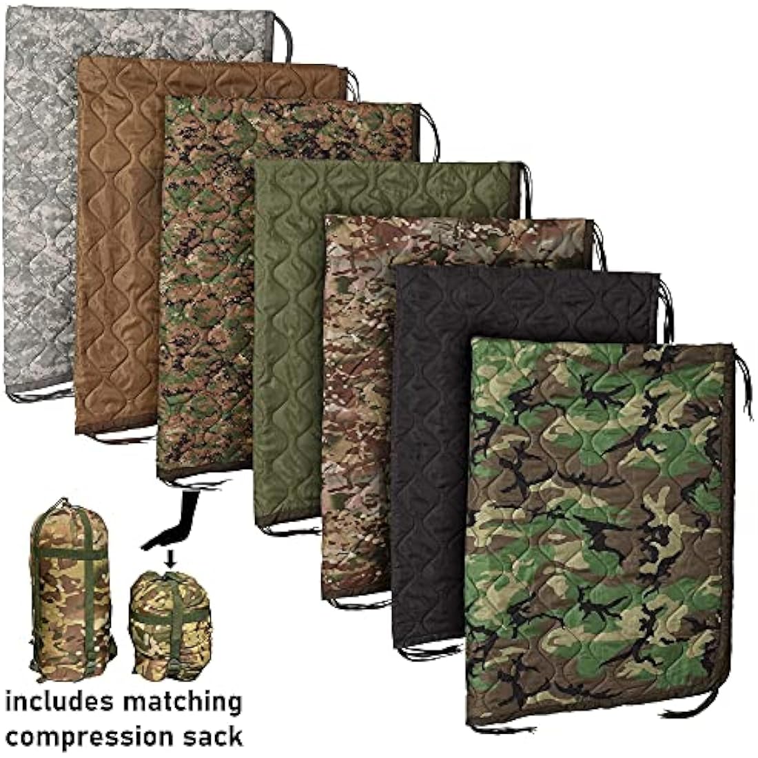 USGI Industries Military Woobie Blanket | Thermal Insulated Camping Blanket, Poncho Liner | Large, Portable, Water-Resistant, for Hiking, Outdoor, Survival, Comes with Compression Carry Bag (Marpat)