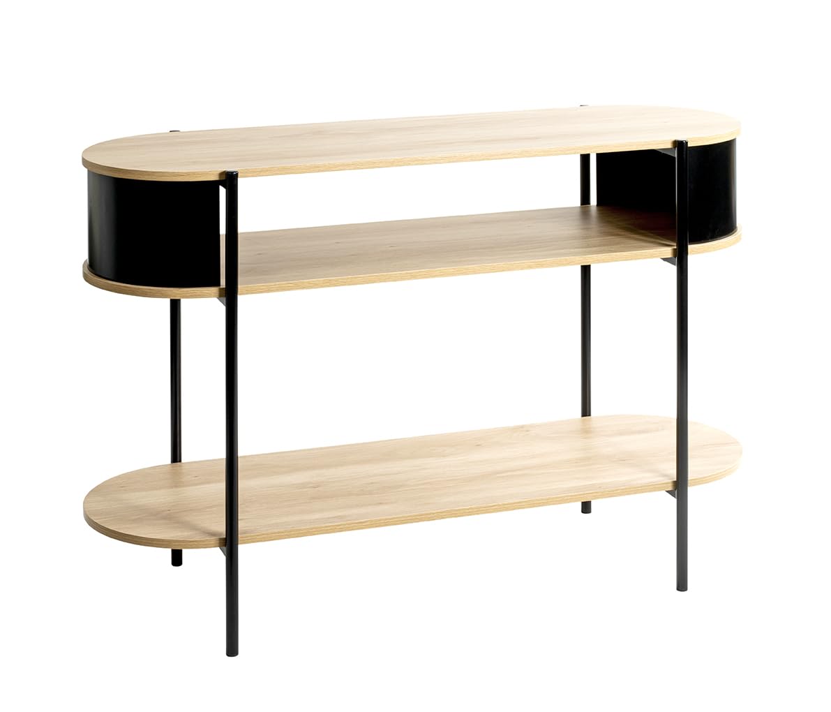 HAKU console, oak, black, metal, chipboard. Dimensions: W 110 x H 76 x D 39 cm. Style: Modern