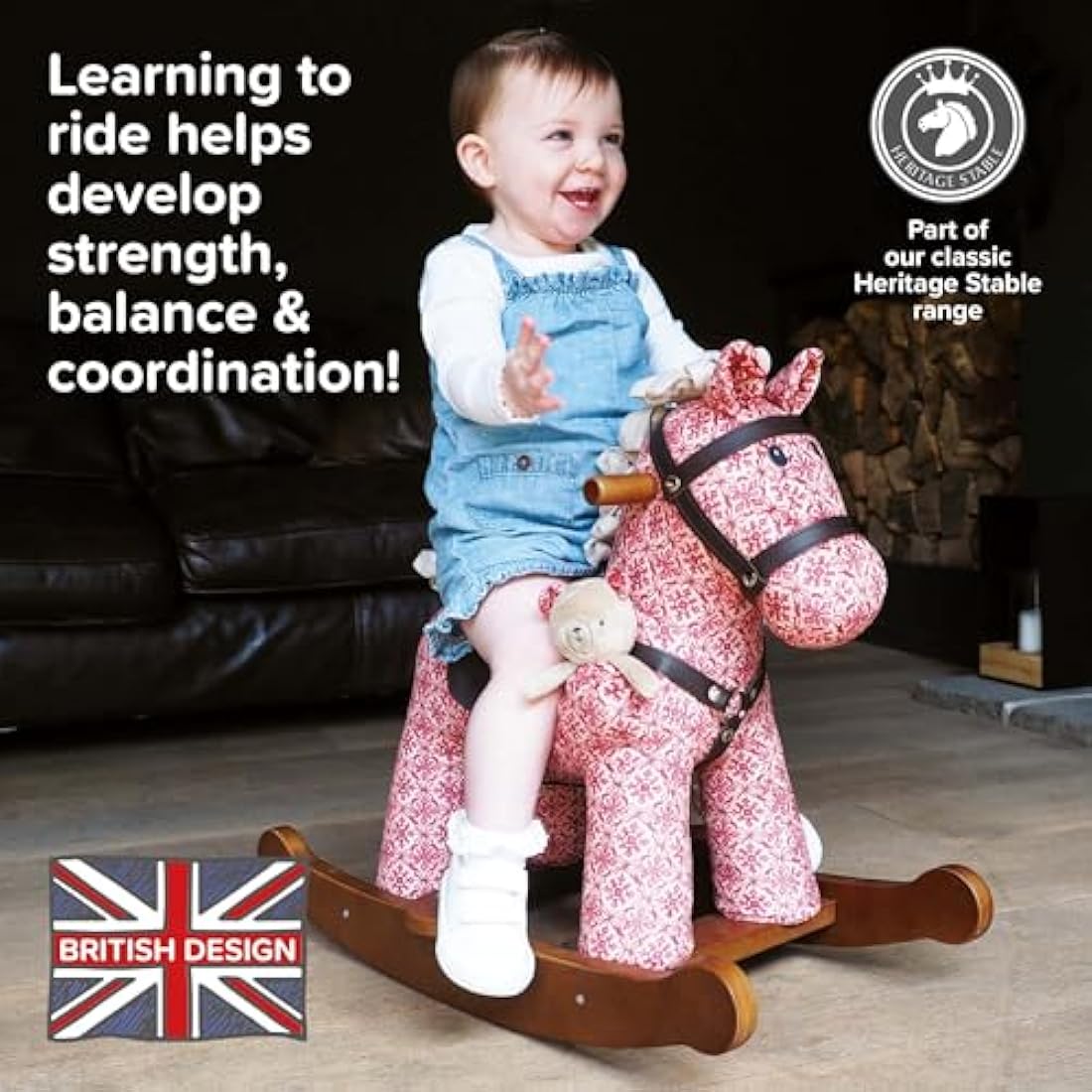 Little Bird Told Me - Cooper & Beau Rocking Horse for Baby/Toddler 9+ Months Unisex - Leatherette Saddle & Bridle, Solid Wooden Frame & Rockers, Removable Plush Toy - British Brand Since 2007