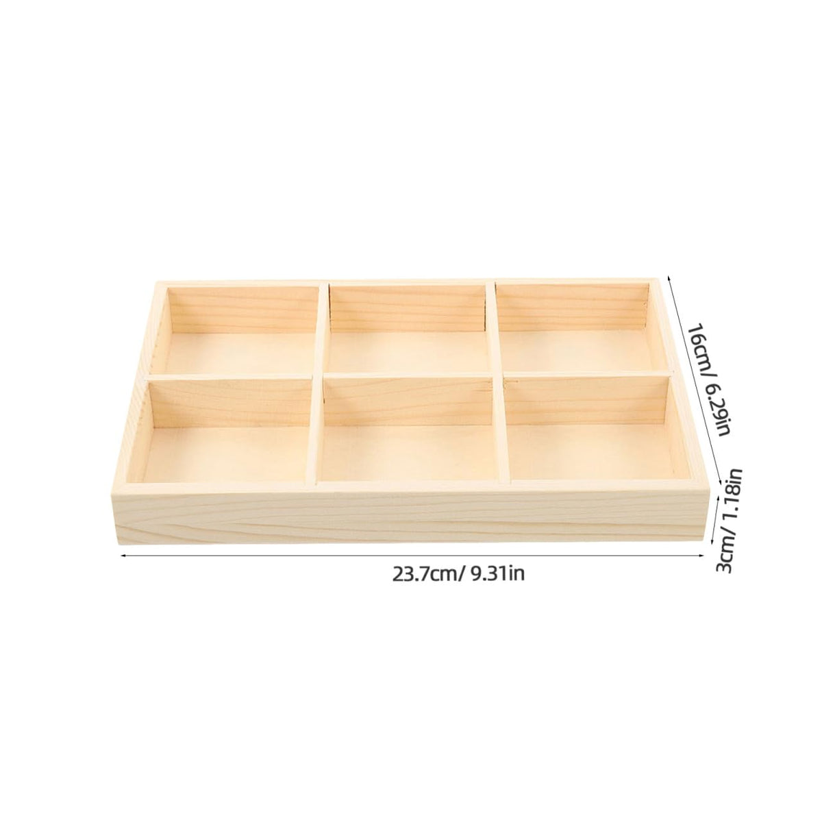 VICASKY 3pcs Wooden Organizer Box with Dividers Multi Use Wood Storage Tray for Crayons and Small Items Space Efficient Desk and Shelf Container