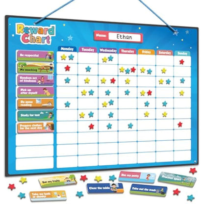 Smart Panda Magnetic Reward Chart – [300 Stars, 80+ Tasks, 1-3 Kids] Star Chart for Children - For Responsibility, Routine, Potty Training, Good Behaviour