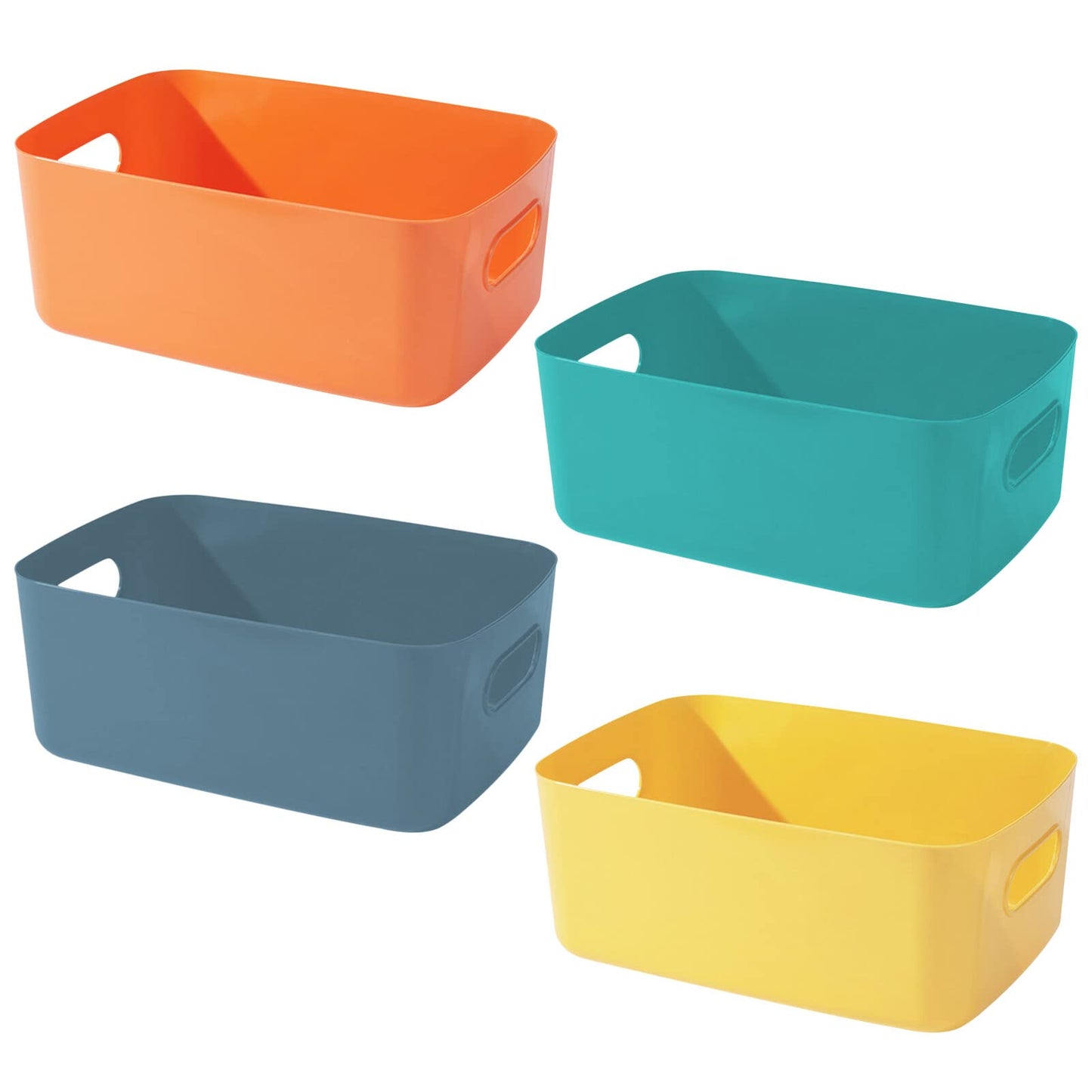 Bgfuni Set of 4 Storage Boxes, Organiser Box with Handles (Original Design), Small Plastic Box, White for Household