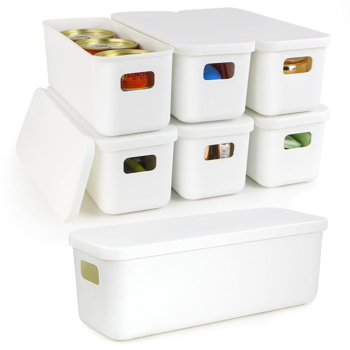 2.2L 10cm Narrow Plastic Storage Boxes with Lids 6 Pack Store Small Items