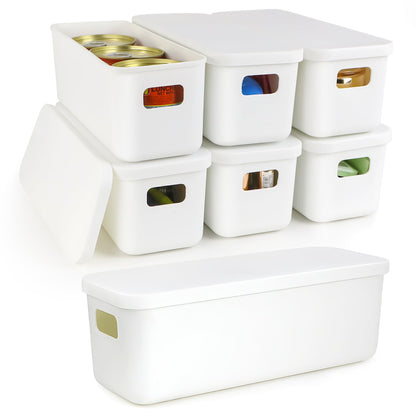 2.2L 10cm Narrow Plastic Storage Boxes with Lids 6 Pack Store Small Items