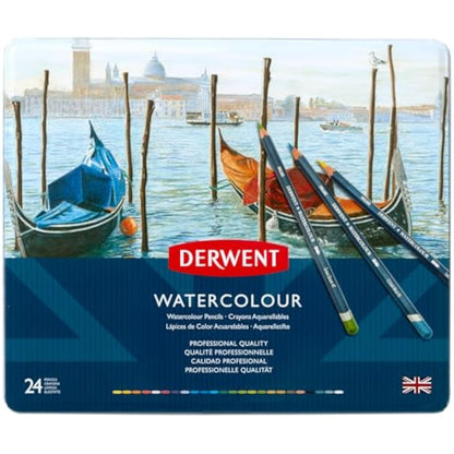 Derwent Watercolour Pencils, Painting & Drawing, Set Of 24, Ideal For Blending & Layering, Professional Quality, 32883