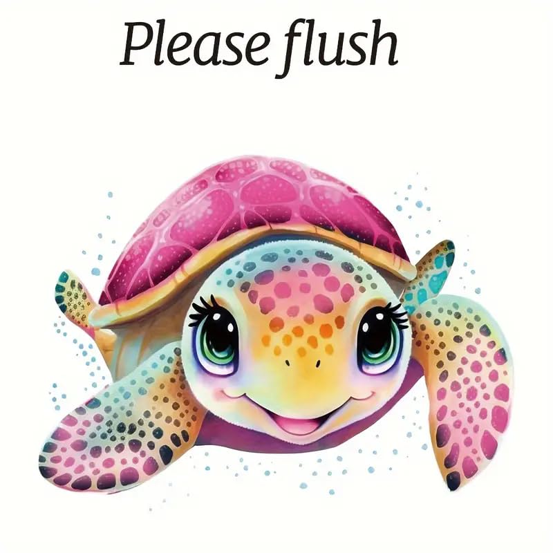 Christmas Pink Turtle Toilet Cover Sticker Decals,Spring Flower Leaf Butterfly Waterproof Toilet Lid Tank Seat Decals Cistern Self-Adhesive Bathroom