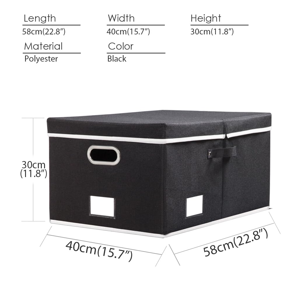 Prandom Storage Boxes with Lids Large,Collapsible Linen Fabric Storage Box,Decorative Bins,Really Useful Box,Clothing