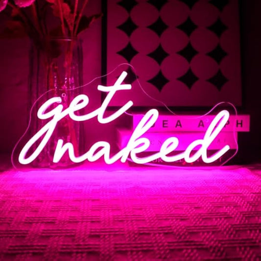 OYCGZV Get Naked Neon Light Sign - Letter Neon Sign for Wall Decor Pink Neon Wall Light USB Led Sign for Bedroom Home Bathroom Bar Shop Club Store Pub Salon Decoration Party