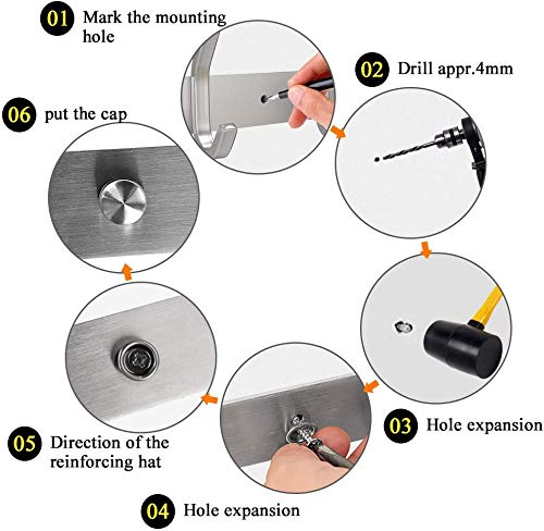 Dripex Coat Hook Rack Wall Mounted 304 Stainless Steel Hanger Heavy Duty Clothes Hat Holder (8 Hooks - 2 Pack)