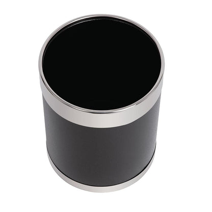 Bolero Mitre Black Waste Paper Bin with Silver Rim -Material Powder Coated Steel