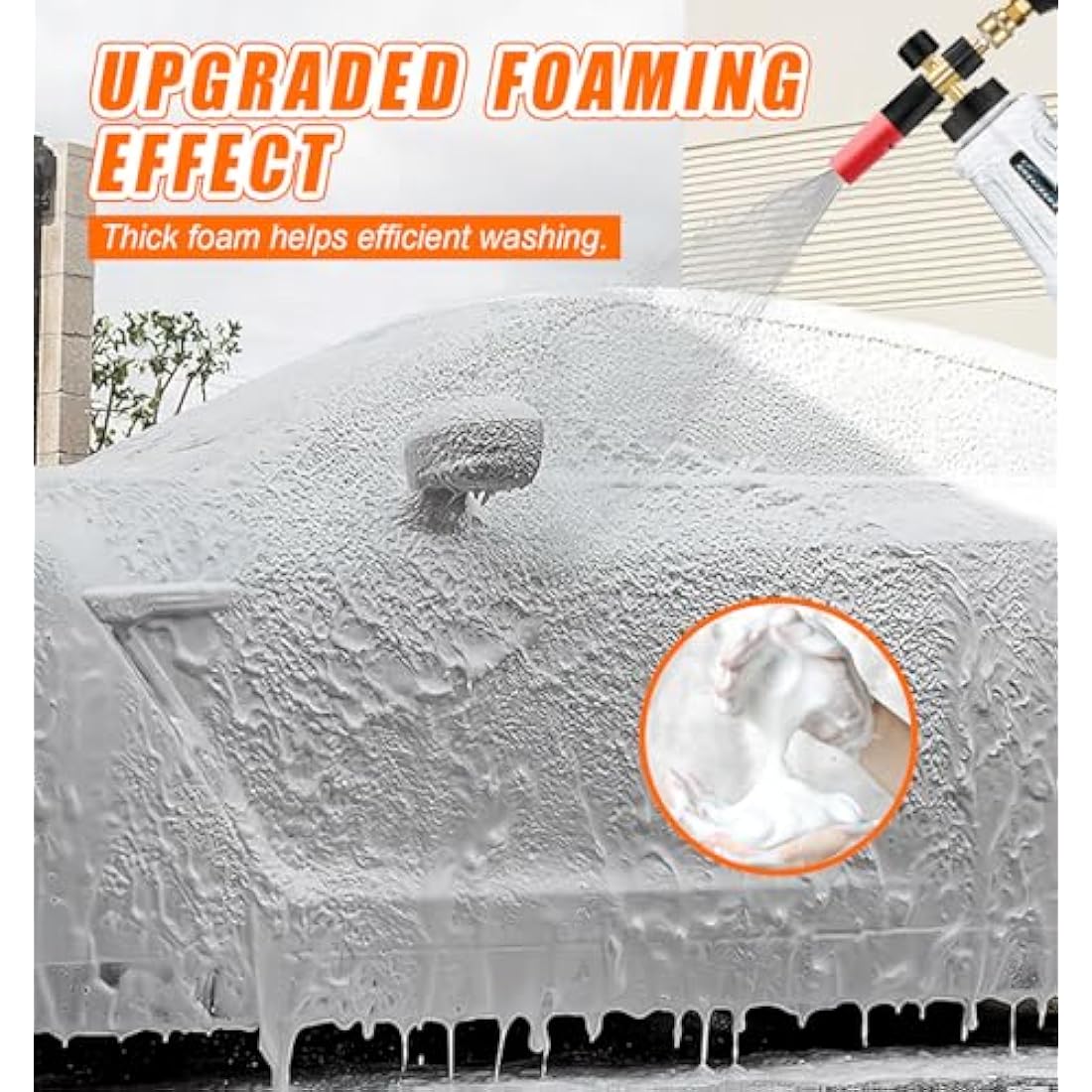 Foam Cannon Compatible with 1/4 Quick Release Pressure Washer, 1L Adjustable Snow Foam Lance Soap Dispenser with New Generation Adjustable Spray Nozzle (Black & Red)