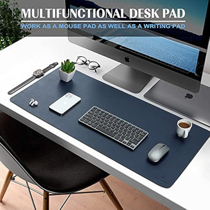 K KNODEL Large Office Leather Desk Mat, Mouse and Keyboard Pad, Computer and Laptop Mat, Desktop Protector and Cover, Writing Pad and Blotter (80x40cm, Dark Blue)