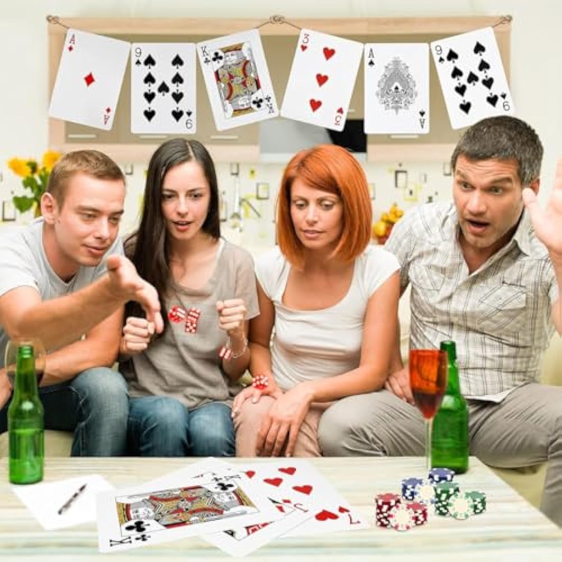 GrassVillage Jumbo A4 Playing Cards – Giant 28cm x 20cm Plastic Coated, Water Resistant Deck for Family Party Games, BBQs, Garden, Indoor & Outdoor Fun, Christmas & Events