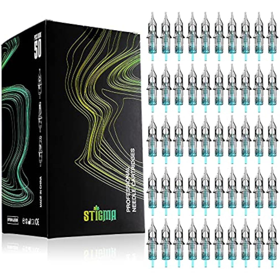 STIGMA 50Pcs Tattoo Cartridges Needles Disposable Mixed #10 Bugpin Round Liner Cartridge 3RL 5RL 7RL 9RL 11RL EN02B-50KIT-R