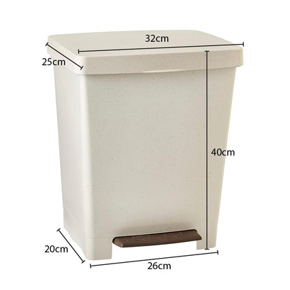TATAY Cubik ECOHOME Pedal Bin, 21L Capacity, Retractable Pedal, Polypropylene, BPA Free, 30L Trash Bag, 100% recycled materials, Color Beige, Measures
