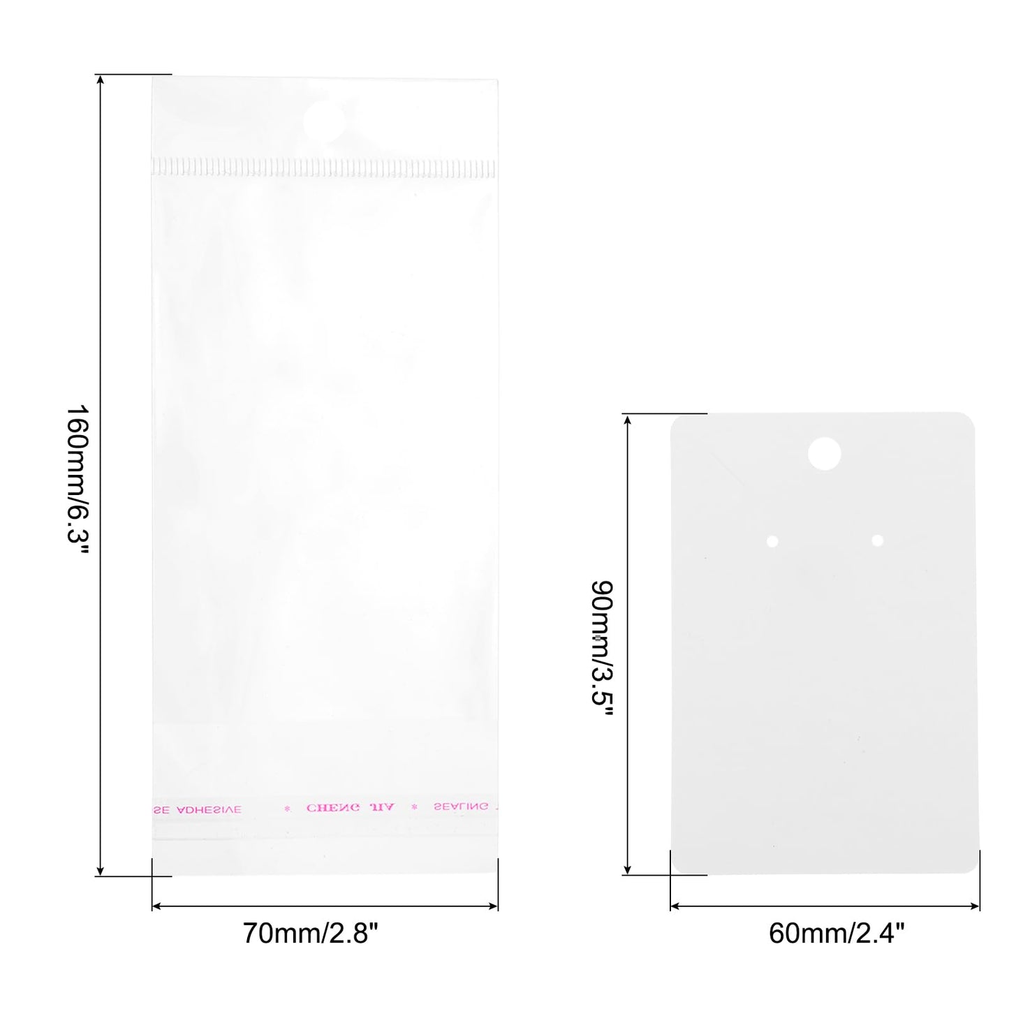 PATIKIL Earring Display Cards, 150 Pcs Necklace Display Holder Card with Packaging Bags for Hanging Earrings Necklace Ear Studs, White