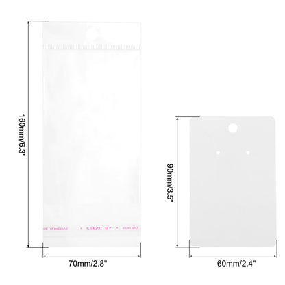 PATIKIL Earring Display Cards, 150 Pcs Necklace Display Holder Card with Packaging Bags for Hanging Earrings Necklace Ear Studs, White