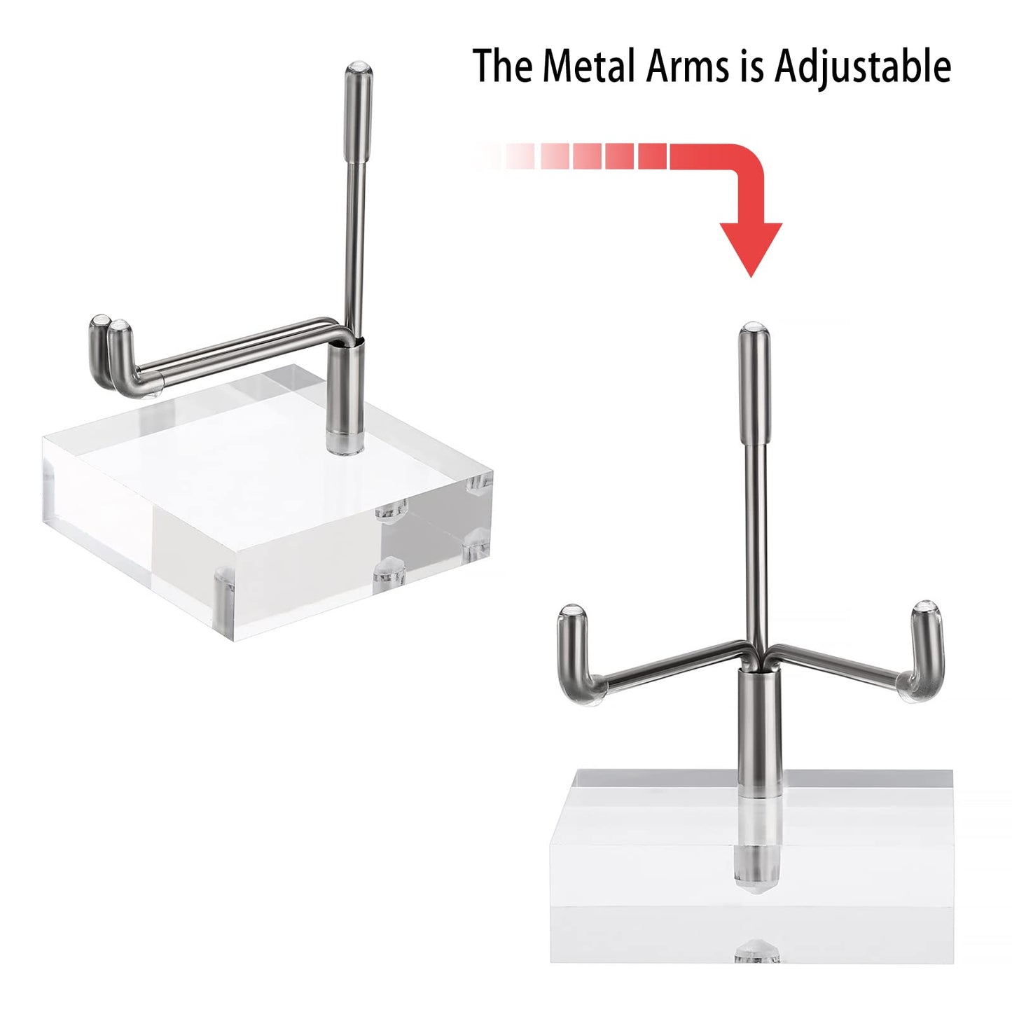 BTSKY Small Size Adjustable Silver Metal Arm Display Stand with Square Base