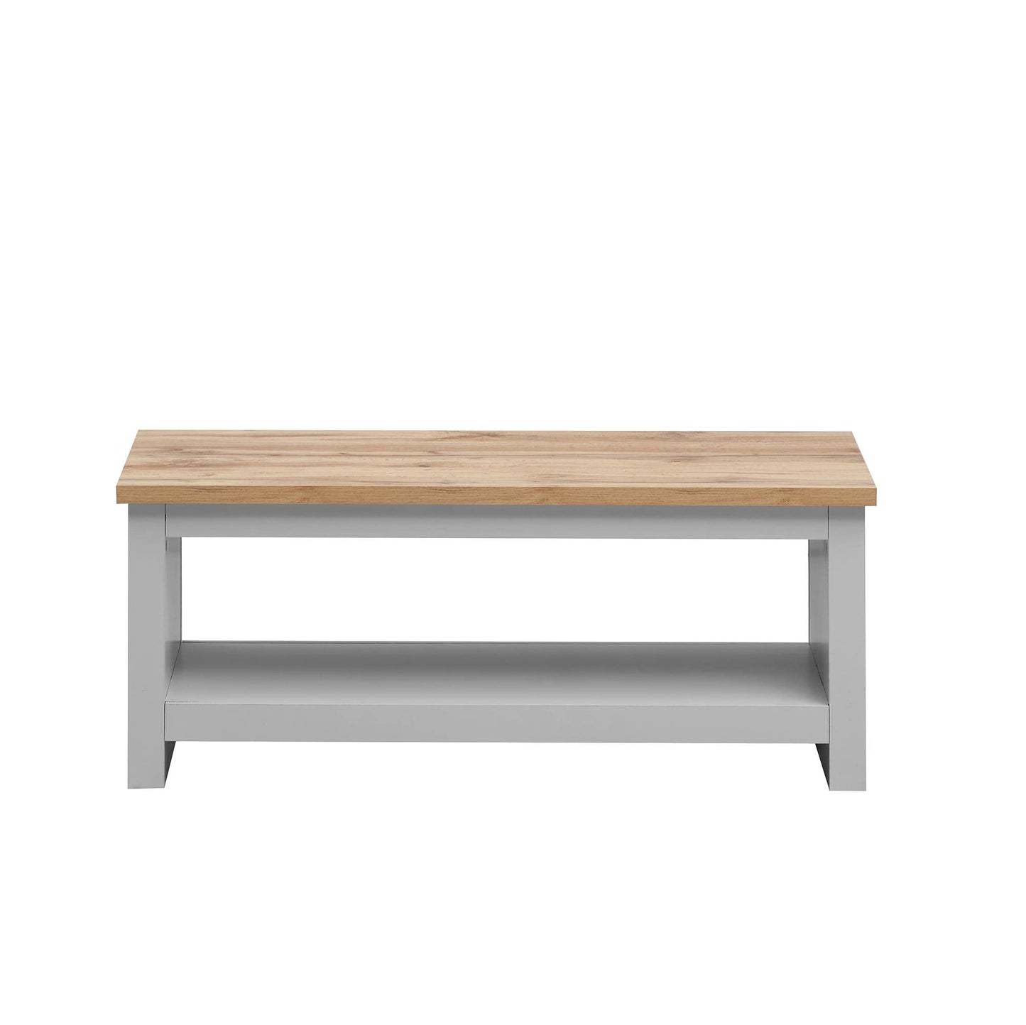 Timber Art Design UK Lisbon Coffee Table With Open Shelf Storage for Living Room, Home, Bedroom Furniture, Grey with Oak Effect - 120 x 49.6 x 60 cm