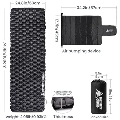 OneTigris Obsidian Ultralight Sleeping Pad, 5.2R Insulated, Inflatable Camping Backpacking Sleeping Mat with Hole Fixing Patches Weighs 2.05lb, 74.4" x 24.8"