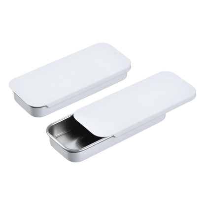 sourcing map 4 Pcs Metal Tin Box Container, 3.1x1.3x0.4 Inch Slide Top Tin Containers Empty Rectangular Storage Box Portable Mini Tin Case for Candy