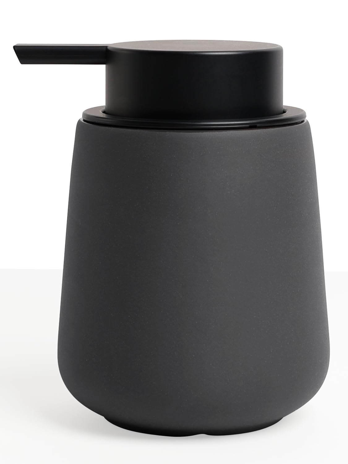 Autumnlife Soap Dispenser Grey Detergent Dispenser, 350 ml Black Porcelain Soap Dispenser with Large Pump Head