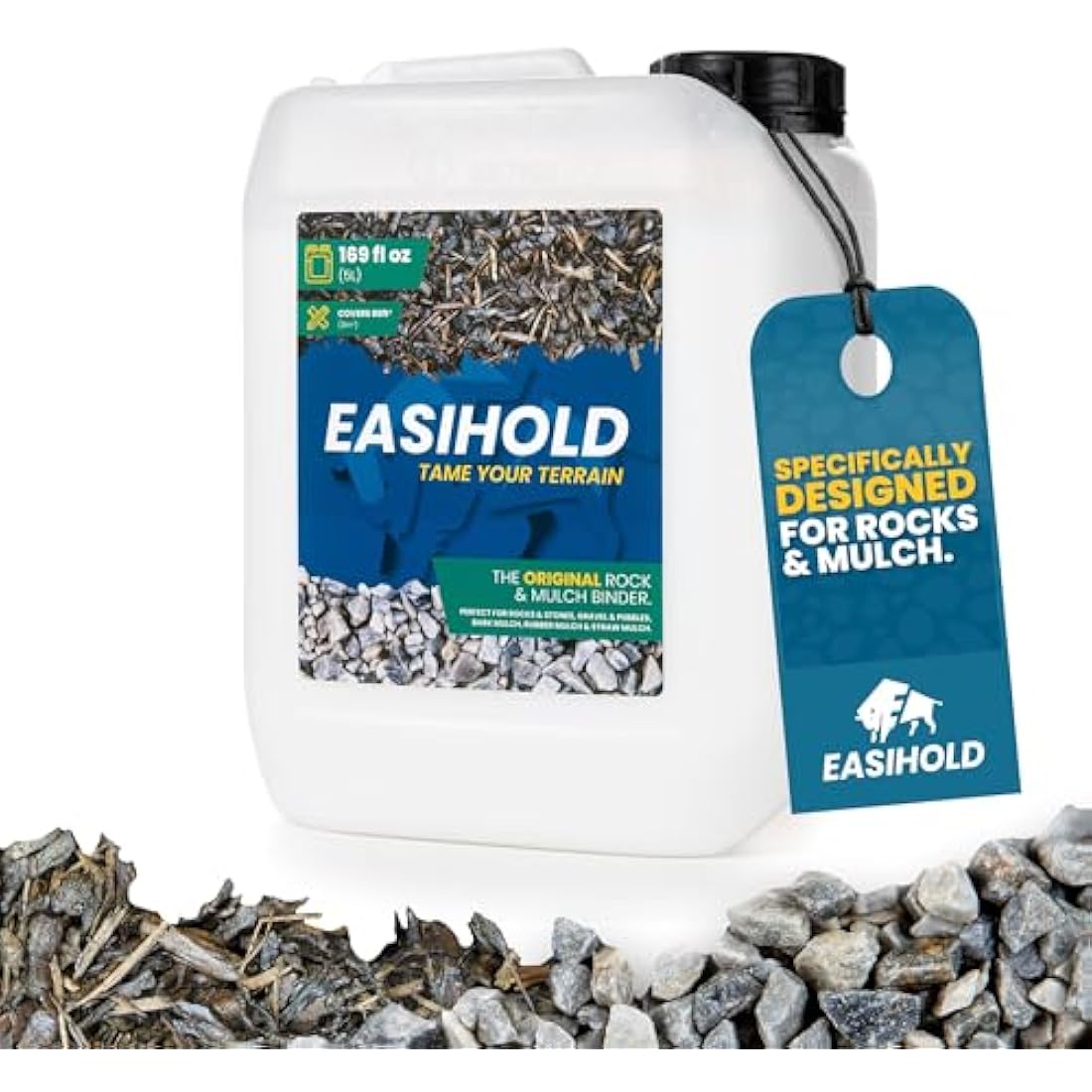 Vuba EASIHOLD ROCKS - Award Winning 5L XL Gravel Binder for Bonding Stones, Bark and Gravel on Borders, Patios and Garden Paths. Lasts up to 3 Years, Non Toxic, Ready to Use.